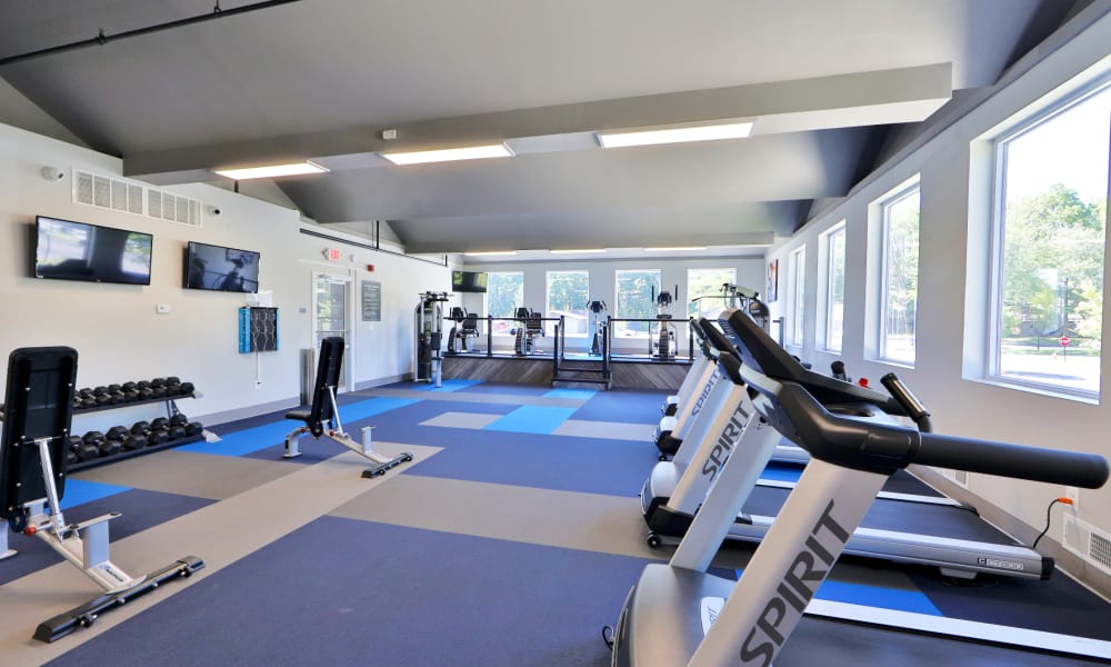 Spacious fitness center at Gwynn Oaks Landing Apartments & Townhomes, MD