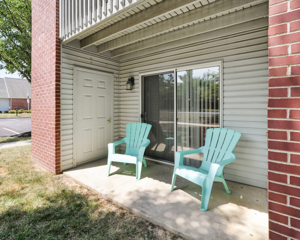Private back patio at Abrams Run Apartment Homes in King of Prussia, PA