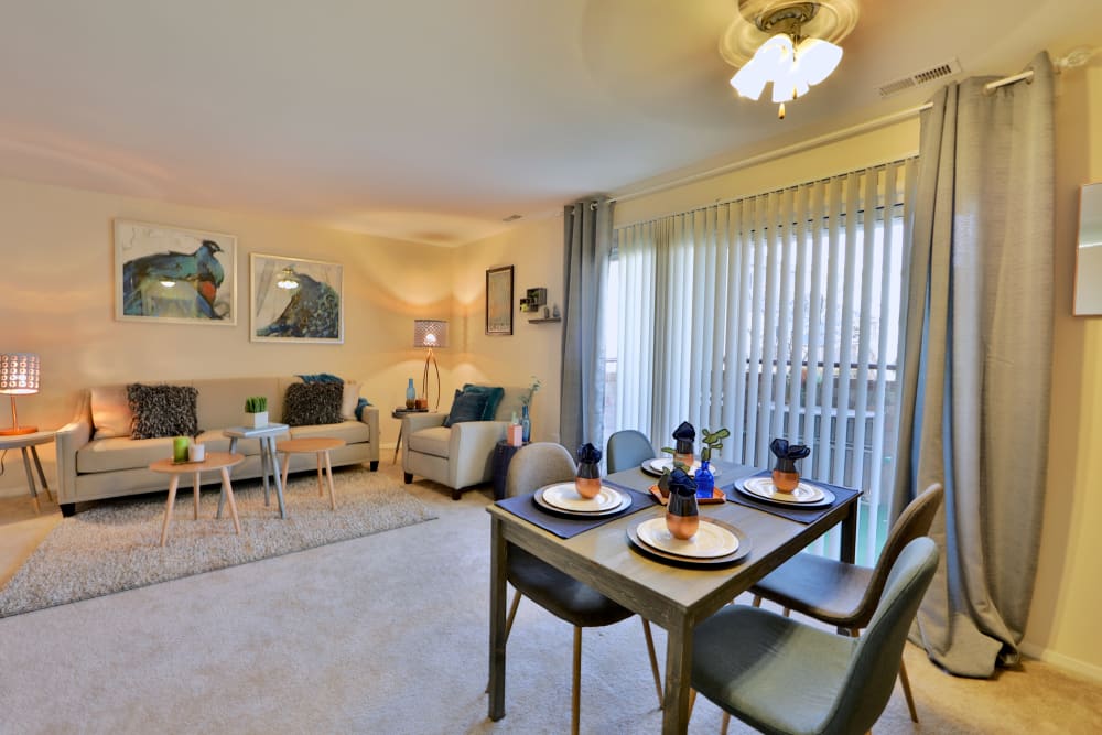 Renovated living room at Silver Spring Station Apartment Homes in Baltimore, Maryland