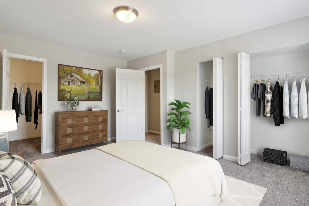 Bedroom with natural light at Parke Laurel Apartment Homes in Laurel, Maryland