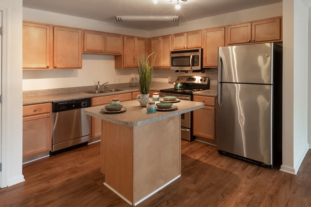Kitchen with stainless steel appliances at Cannon & Westover in Dover, Delaware
