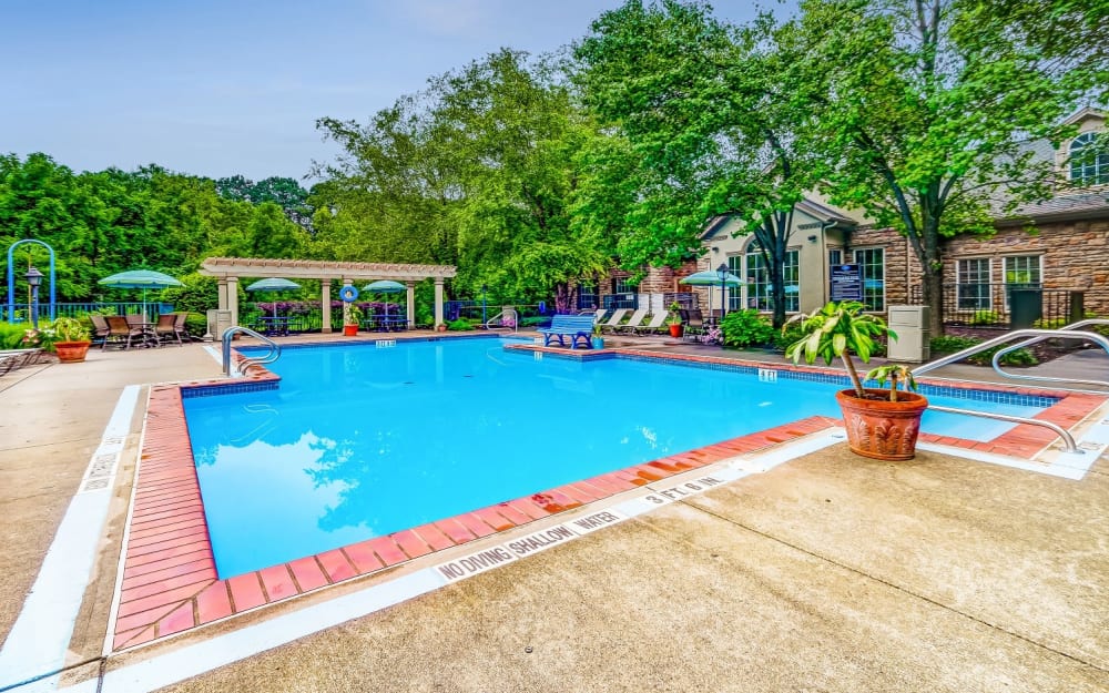 Beautiful gardens near the swimming pool at Highlands of Montour Run in Coraopolis, Pennsylvania