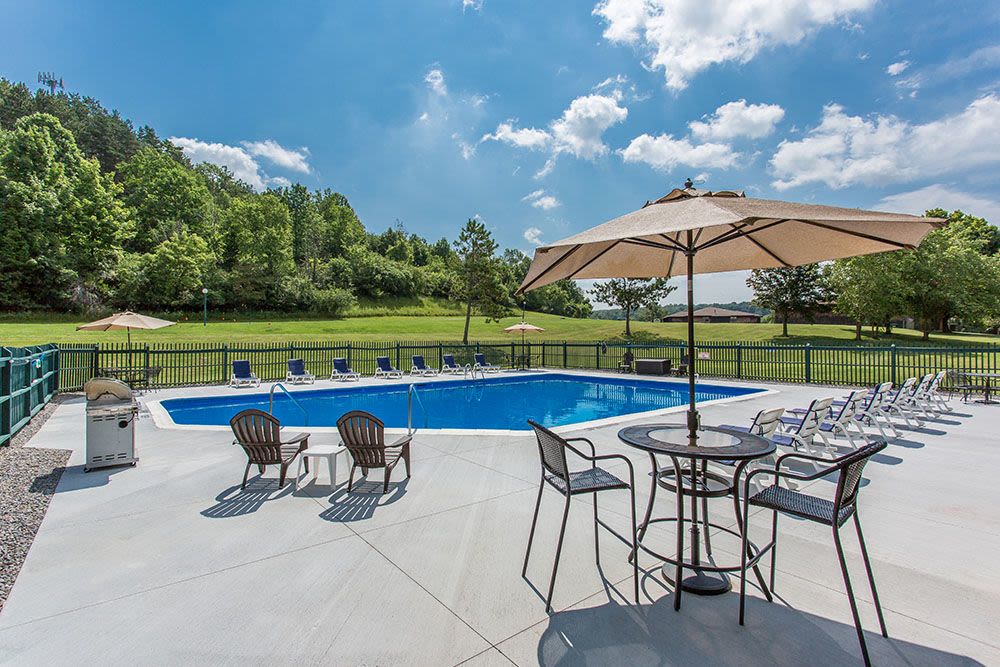Swimming pool at Steeplechase Apartments in Camillus, New York.
