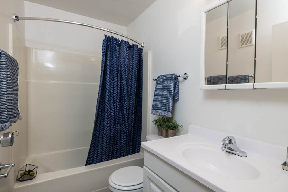 Bathroom Complete with Soaking Tub and Vanity Area at Squires Manor Apartment Homes in South Park, Pennsylvania