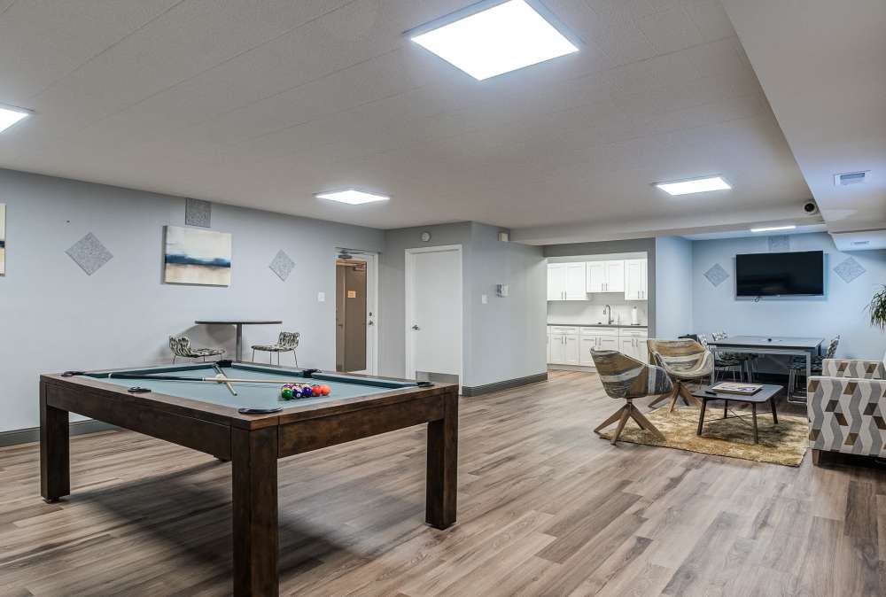 Game room for residents at The Avalon Apartment Homes in Avalon, Pennsylvania
