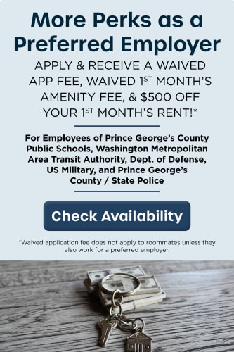 Preferred Employer Promo at Parke Laurel Apartment Homes in Laurel, Maryland