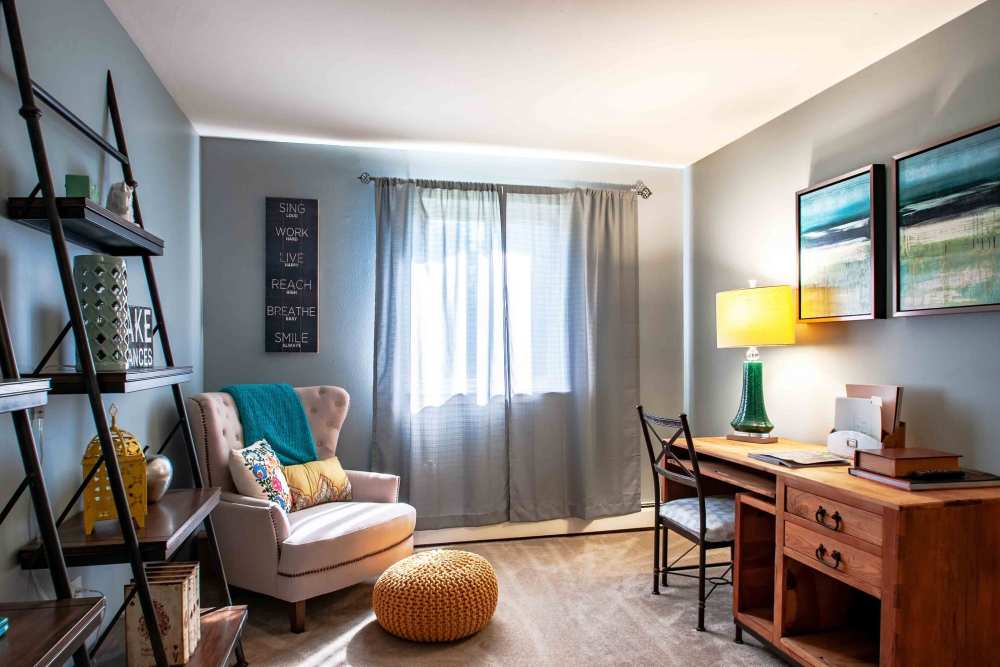 Room with desk setup at Camp Hill Plaza Apartment Homes in Camp Hill, Pennsylvania