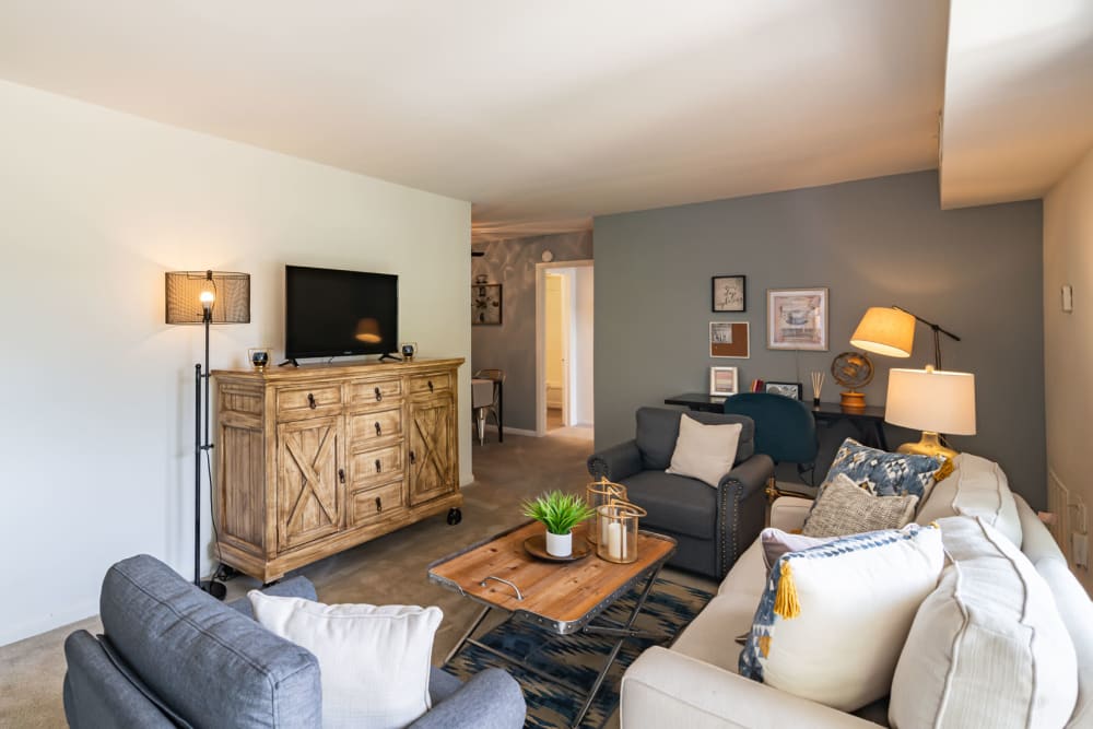Country Village Apartment Homes offers a modern living room in Dover, Delaware