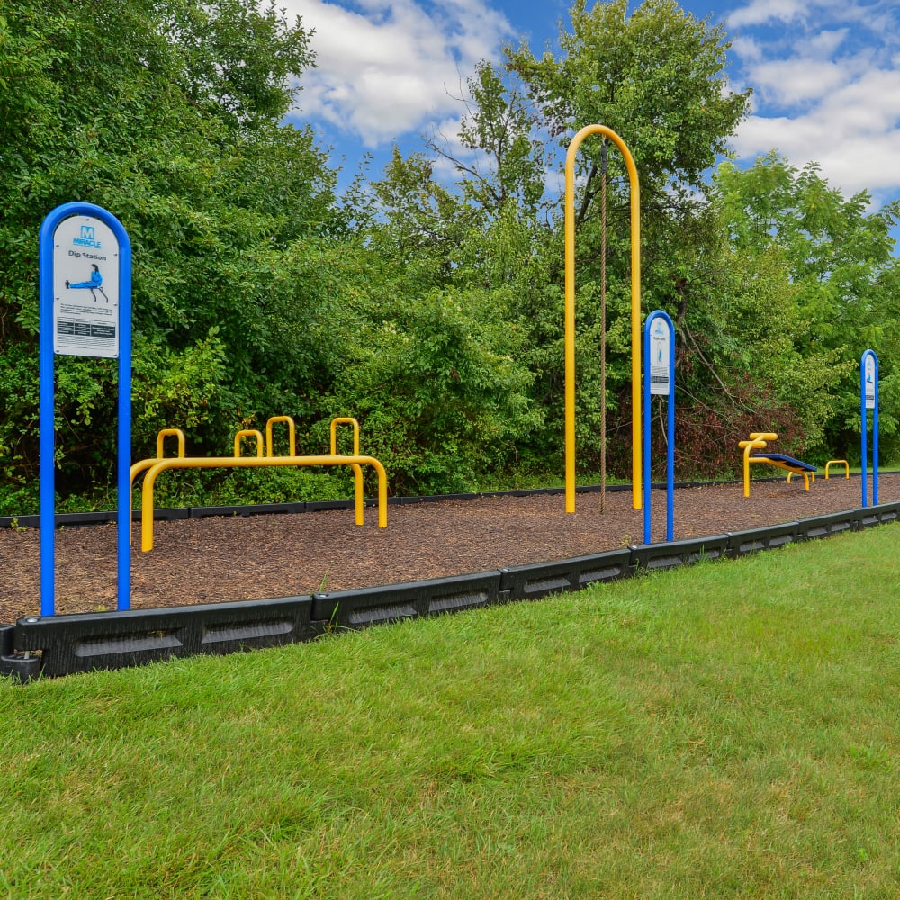 Outdoor fitness equipment at Mapleton Square Apartment Homes in Dover, Delaware