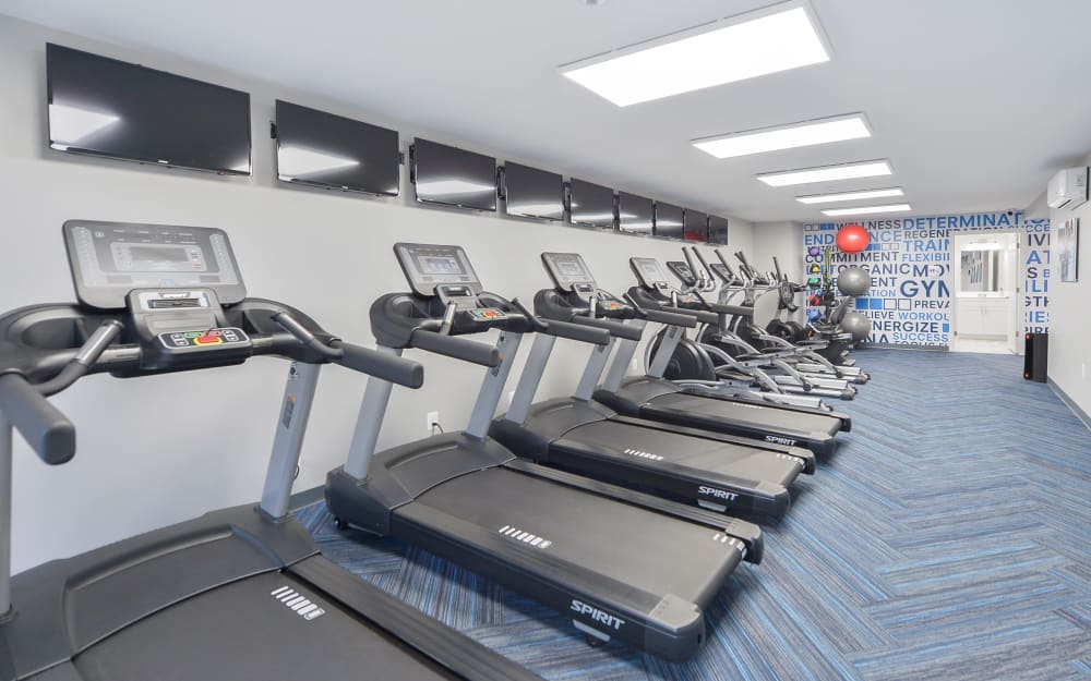 Well-equipped fitness center with cardio equipment at Lakewood Hills Apartments & Townhomes in Harrisburg, Pennsylvania