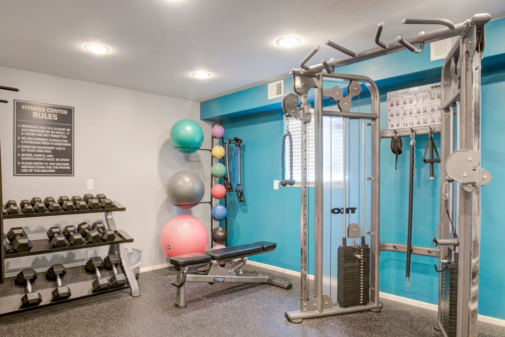 Well-equipped fitness center at Forge Gate Apartment Homes in Lansdale, Pennsylvania