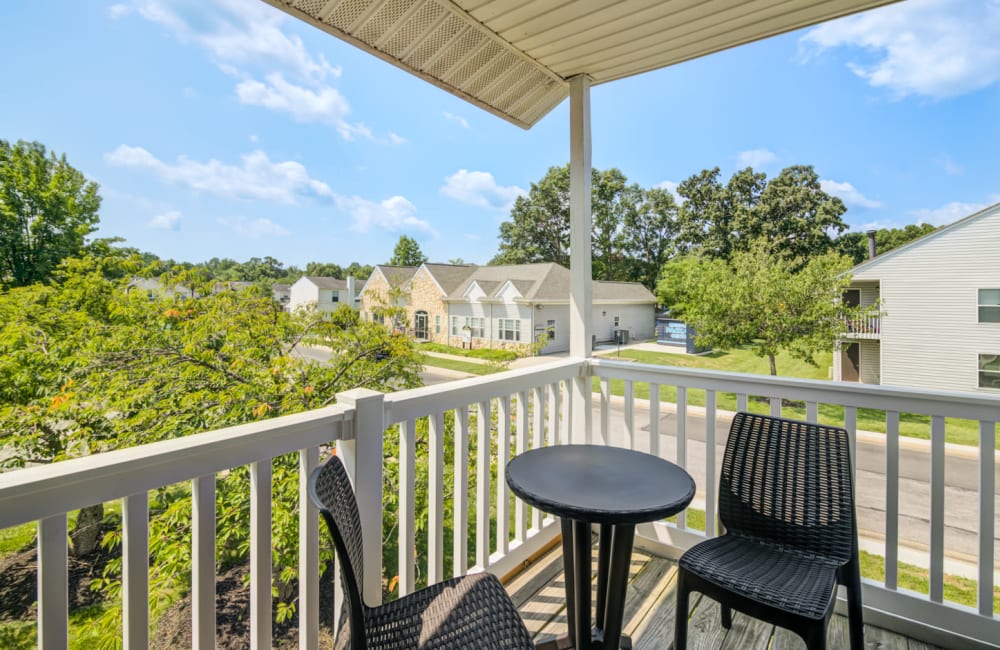 Private balcony at Fox Run Apartments & Townhomes in Bear, Delaware