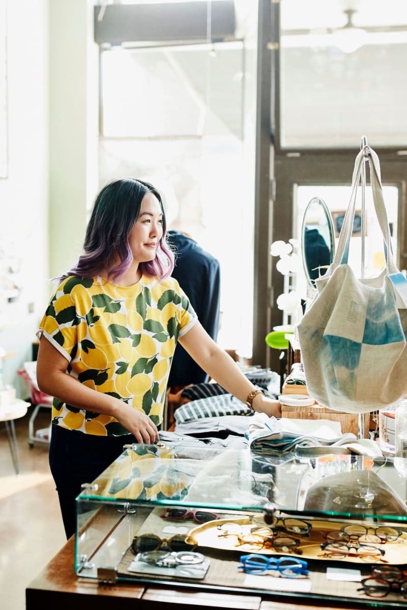 Resident shopping at a local boutique near Emerald Pointe Townhomes in Harrisburg, Pennsylvania