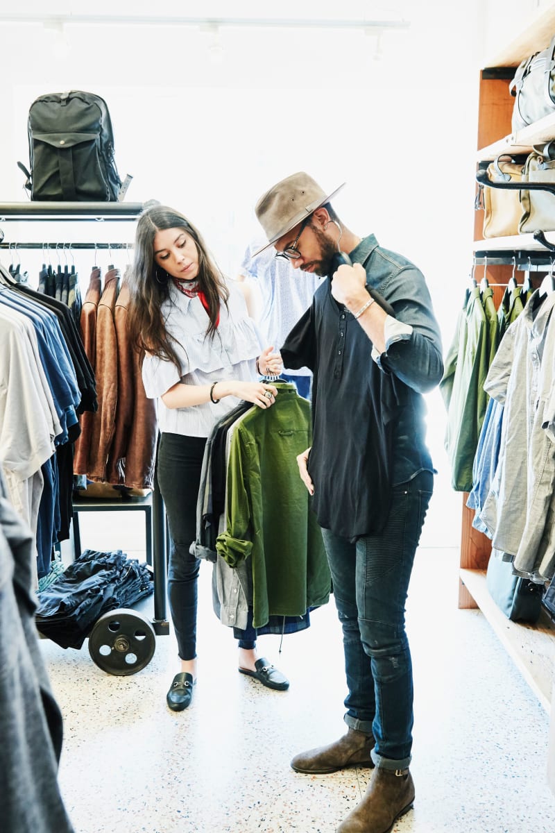 Resident shopping at a boutique near Silver Spring Station Apartment Homes in Baltimore, Maryland