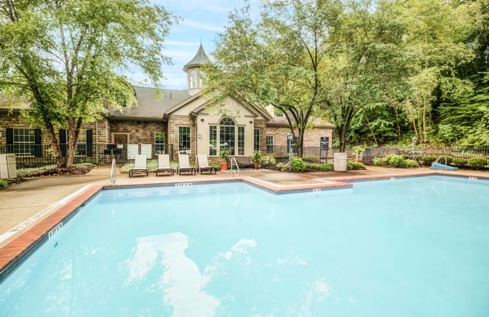 Beautiful blue sky with a luxurious pool Highlands of Montour Run in Coraopolis, Pennsylvania