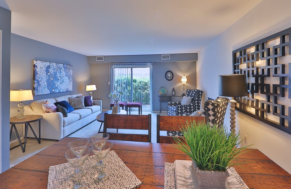 Open Layout Dining and Living Area with Plank Flooring at Lakewood Hills Apartments & Townhomes in Harrisburg, Pennsylvania