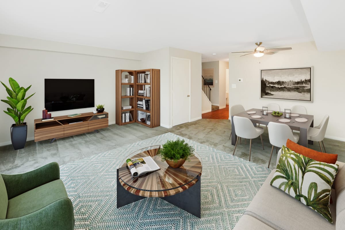 Living room at The Village of Laurel Ridge & The Encore Apartments & Townhomes in Harrisburg, Pennsylvania