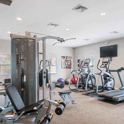 Fitness Center with Cardio Machines at The Village of Laurel Ridge & The Encore Apartments & Townhomes in Harrisburg, Pennsylvania