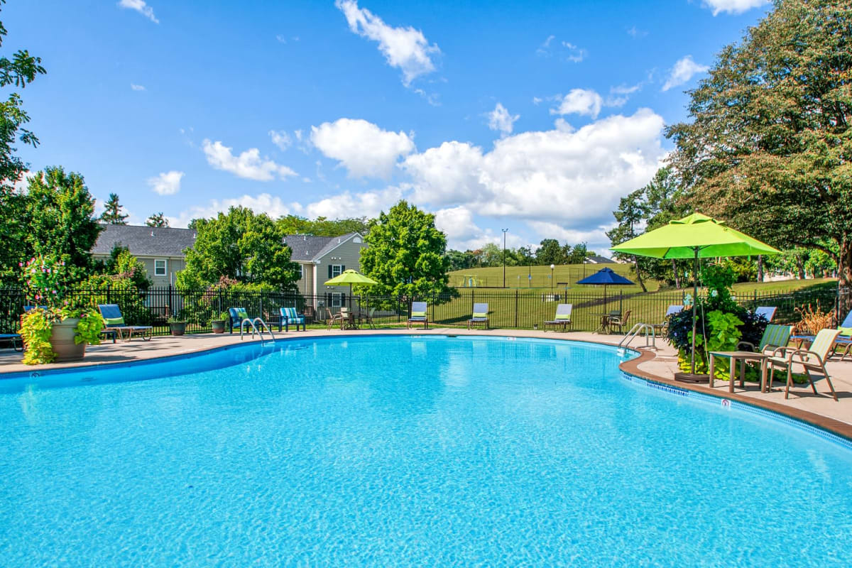 Relaxing View from the Pool Area at The Village of Laurel Ridge & The Encore Apartments & Townhomes in Harrisburg, Pennsylvania