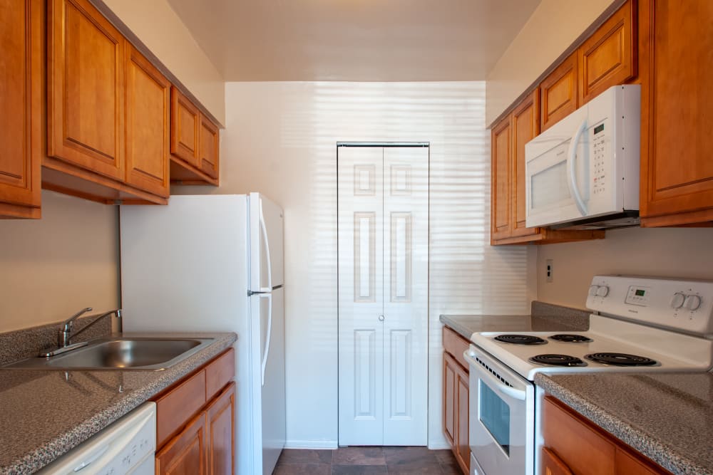 Fully equipped kitchen at Lincoln Park Apartments & Townhomes in West Lawn, PA