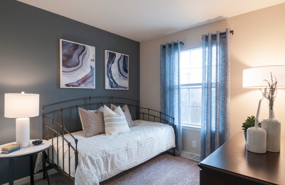 Furnished bedroom in a home at Lion's Gate in Red Lion, Pennsylvania