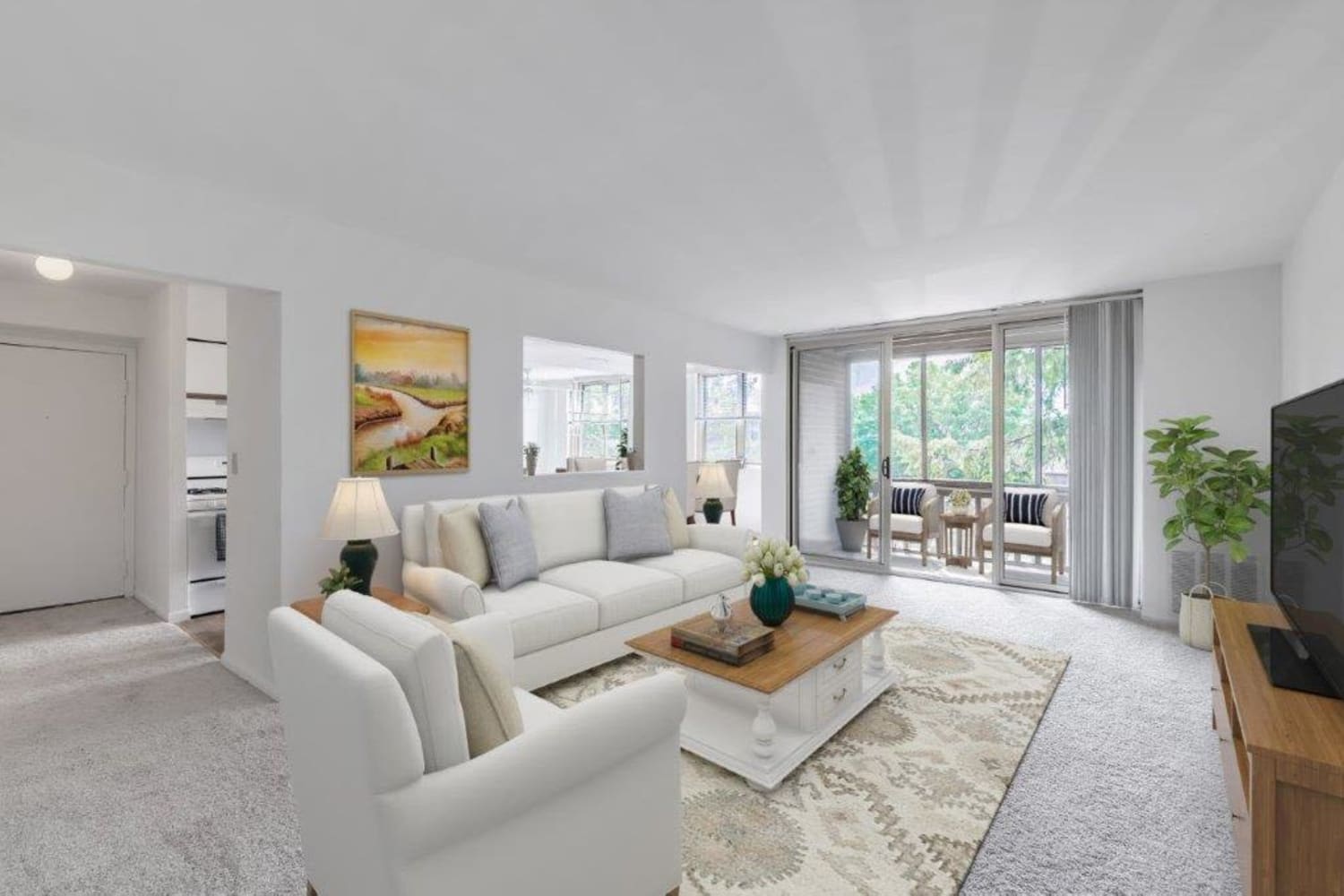 Spacious Living Room with Wall-to-Wall Carpeting at Summit Pointe in Scranton, Pennsylvania