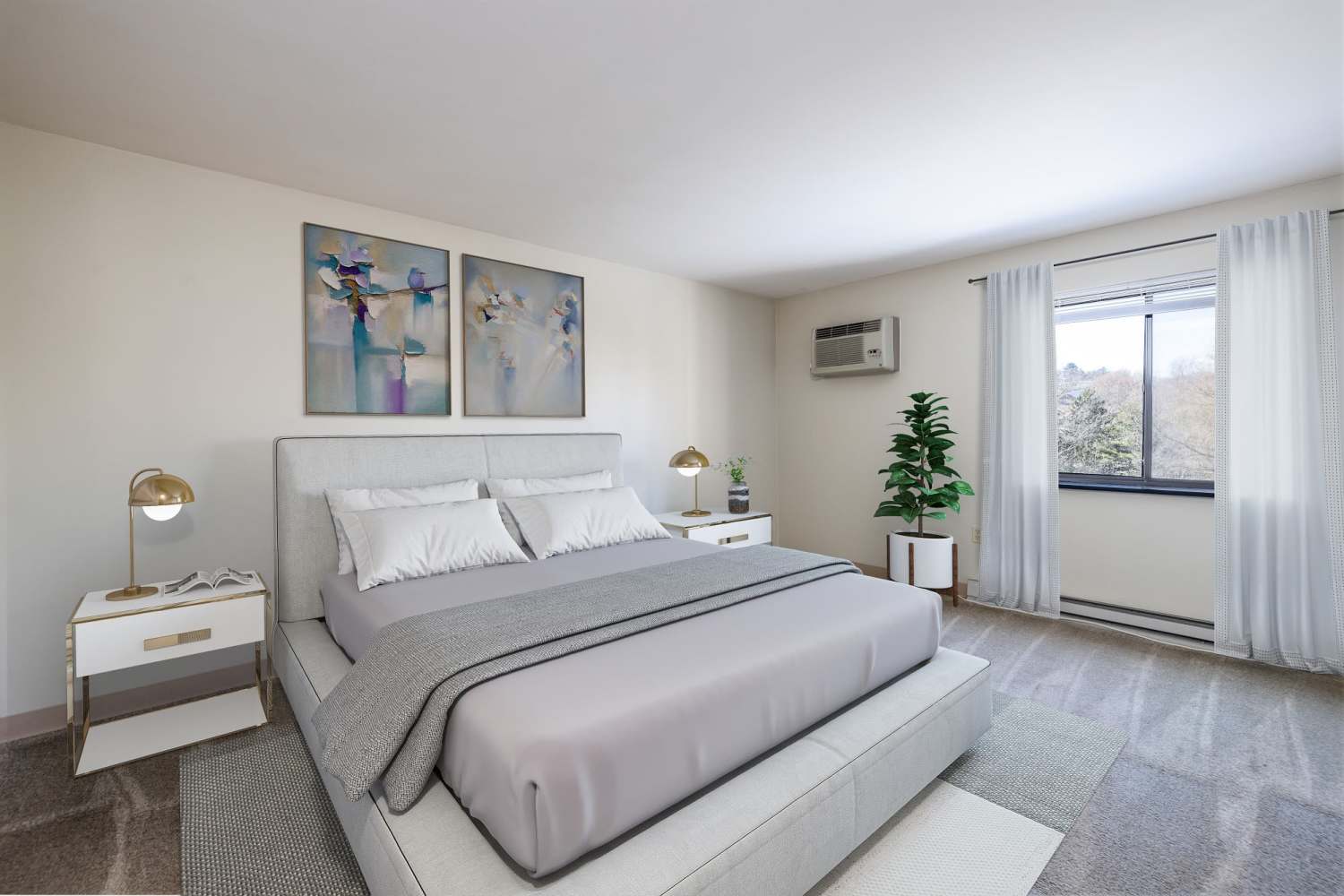 Cozy bedroom at Maiden Bridge & Canongate Apartments in Pittsburgh, Pennsylvania