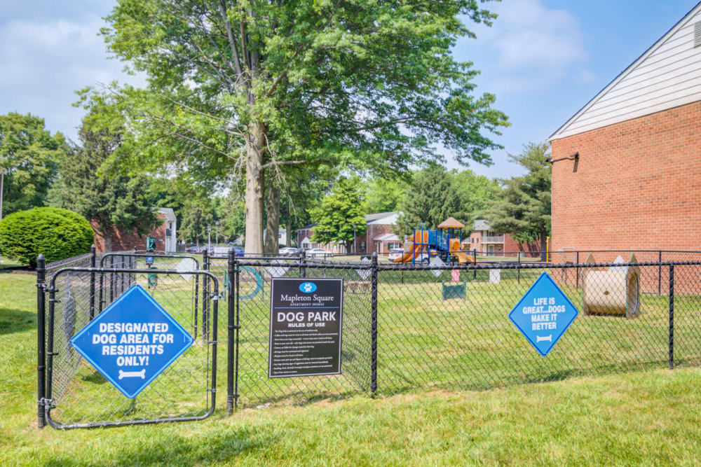 Dog park at Mapleton Square Apartment Homes in Dover, Delaware