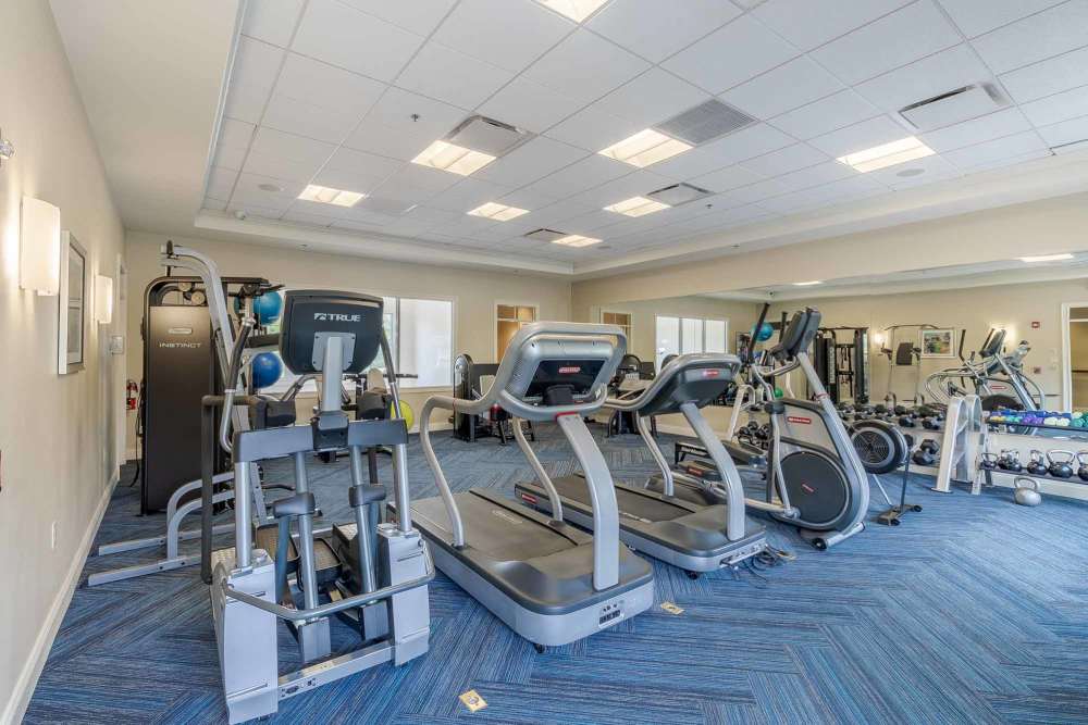 Well-equipped fitness center with cardio equipment at Marquis Place in Murrysville, Pennsylvania