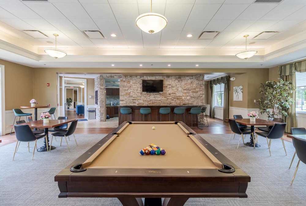 Game room with billiards at Marquis Place in Murrysville, Pennsylvania