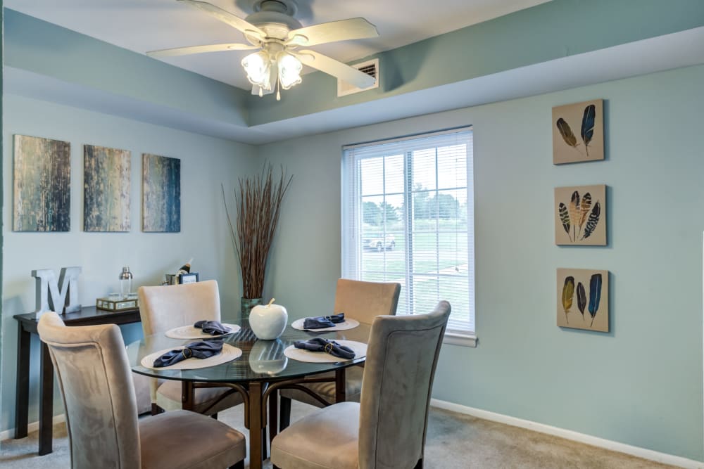 Dining Area with Plush Carpeting at Montgomery Woods Townhomes in Harleysville, Pennsylvania