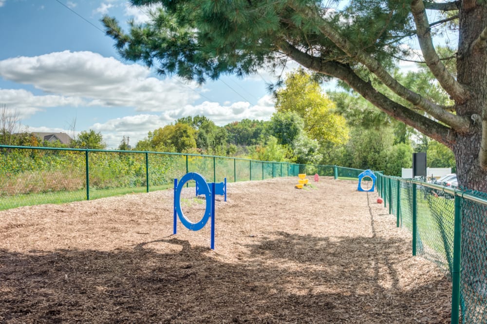 Fenced dog park at Montgomery Woods Townhomes in Harleysville, Pennsylvania