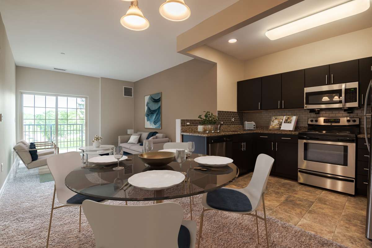 Living room at Rochester Village Apartments at Park Place in Cranberry Township, Pennsylvania