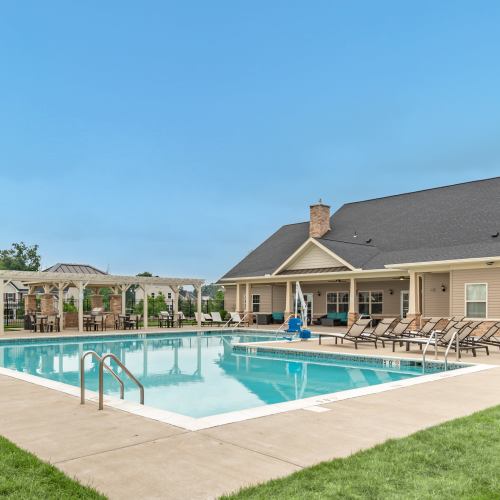 Swimming pool and sundeck at Rochester Village Apartments at Park Place in Cranberry Township, Pennsylvania