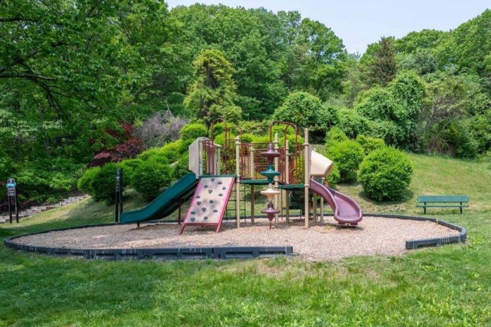 Playground and lush lawn at Summit Pointe in Scranton, Pennsylvania