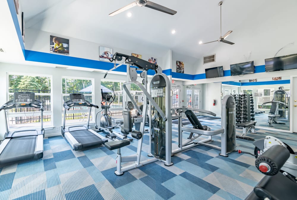 The Landings Apartment Homes in Absecon, New Jersey showcases a modern fitness center