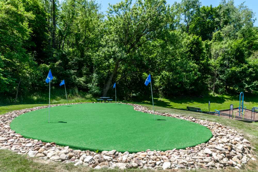 Putting green at The Cascades Townhomes and Apartments in Pittsburgh, Pennsylvania
