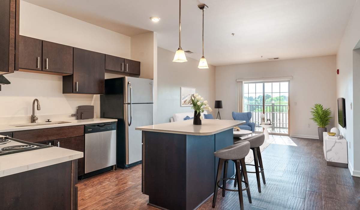 Spacious island kitchen at The Kane in Aliquippa, Pennsylvania