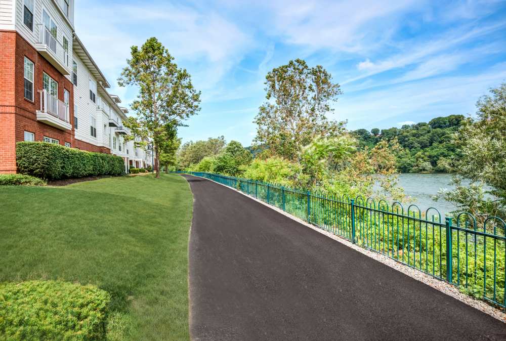 Waterfront walking trail at The Waterfront Apartments & Townhomes in Munhall, Pennsylvania