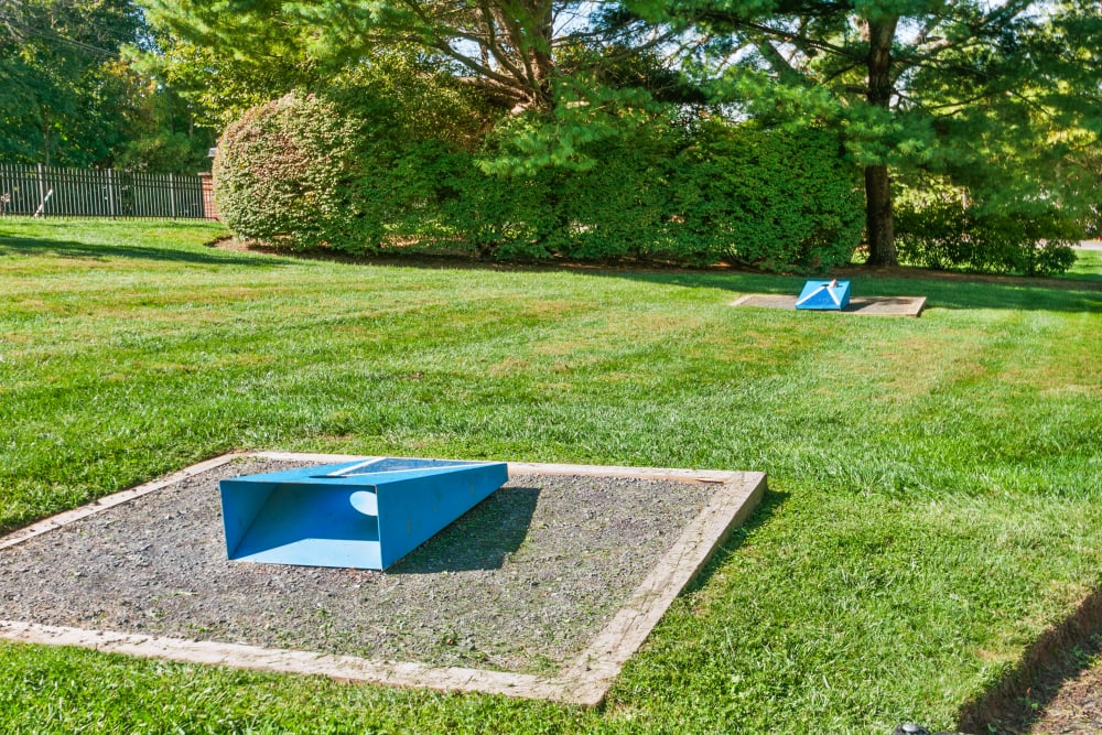 Outdoor game area at Waterview Apartments in West Chester, Pennsylvania