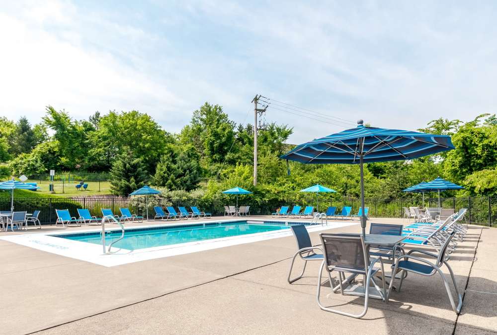 Relaxing View from the Pool Area at Westpointe Apartments in Pittsburgh, Pennsylvania