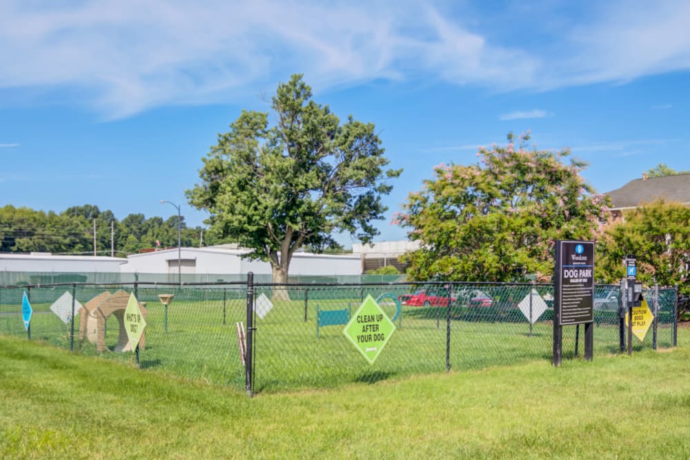 Fenced dog park at Woodcrest Apartment Homes in Dover, Delaware